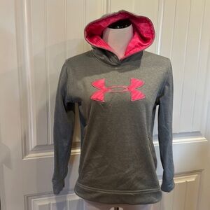 Under ARMOUR Youth large pink/Gray Breast Cancer Awareness Hoodie